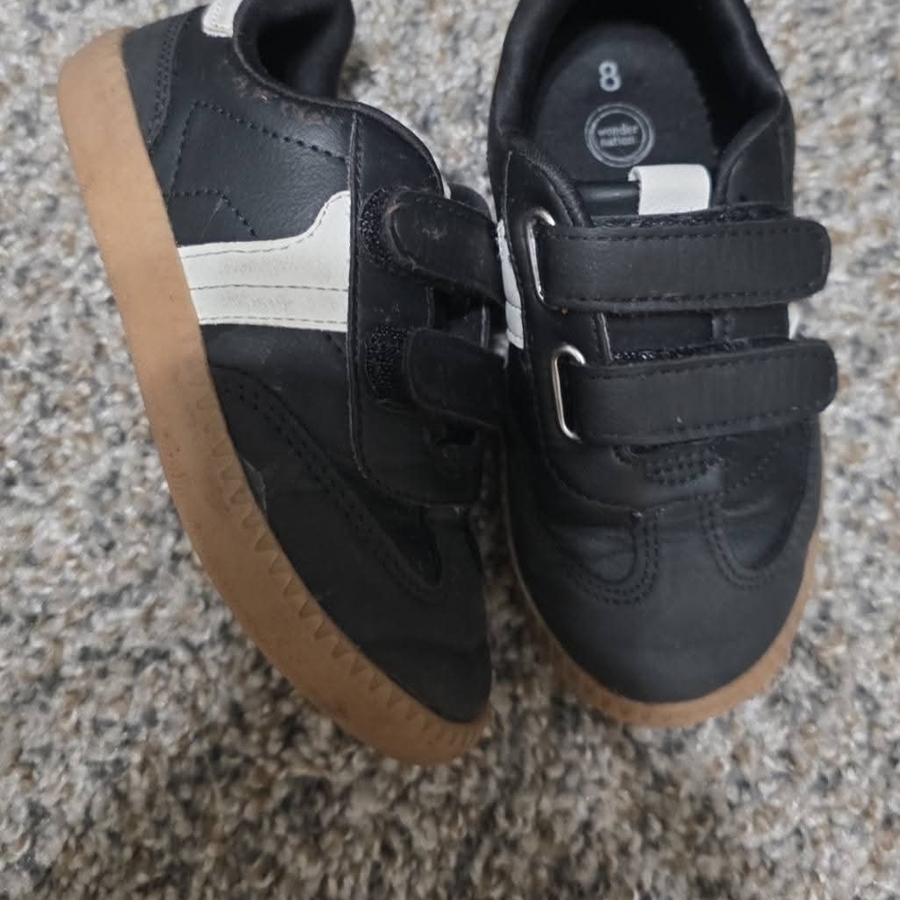 Kids Black and White Velcro Sneakers